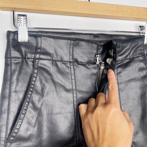 Kut From The Kloth 00 Black Reese Coated Ankle Straight Leg Pant Zip Ankles - Picture 6 of 13